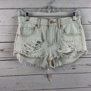 Bullhead High Rise Destroyed Denim Shorts 5